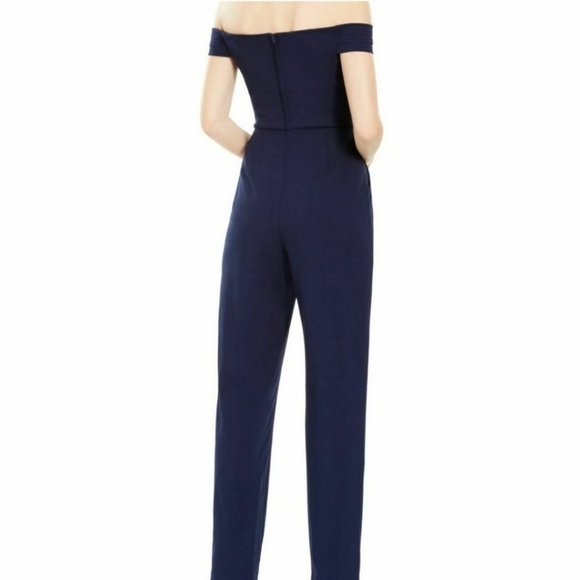 Teeze Me Navy Blue Off The Shoulder Pants Jumpsuit With Pockets Size 3/4 - Picture 2 of 10